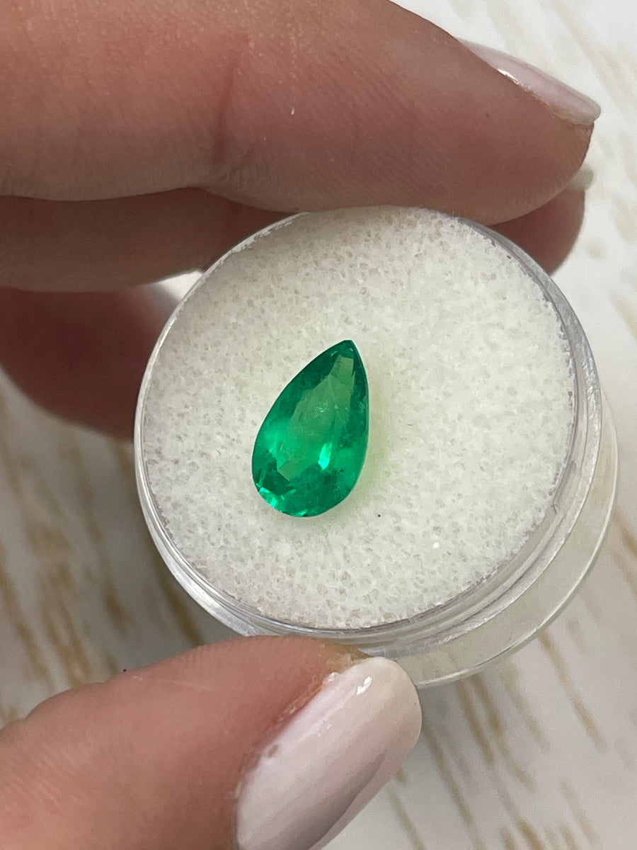 Yellow-Green Colombian Emerald - 2.09 Carat Pear-Shaped Natural Loose Stone