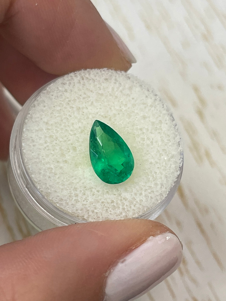 2.09 Carat 11x7 Yellowish Green Natural Loose Colombian Emerald-Pear Cut