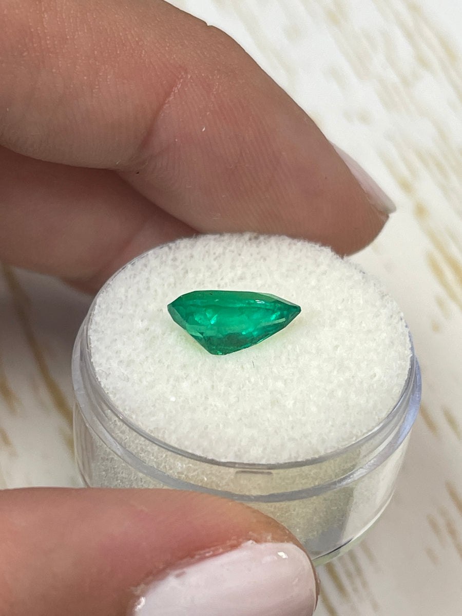 Colombian Emerald - 2.09 Carat Pear Shaped Gemstone in Yellow-Green