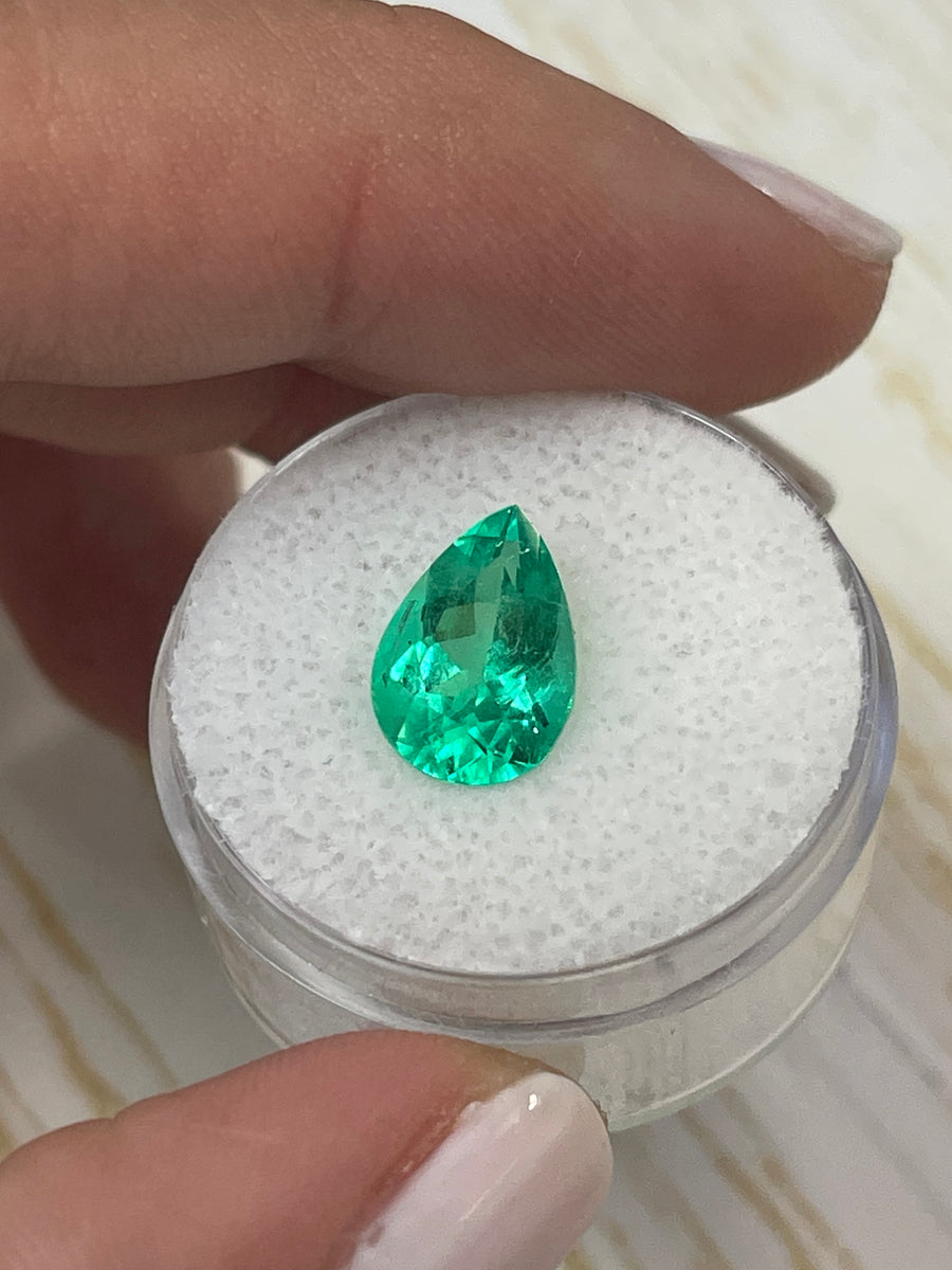 Elegant 2.51 Carat Pear-Shaped Loose Emerald