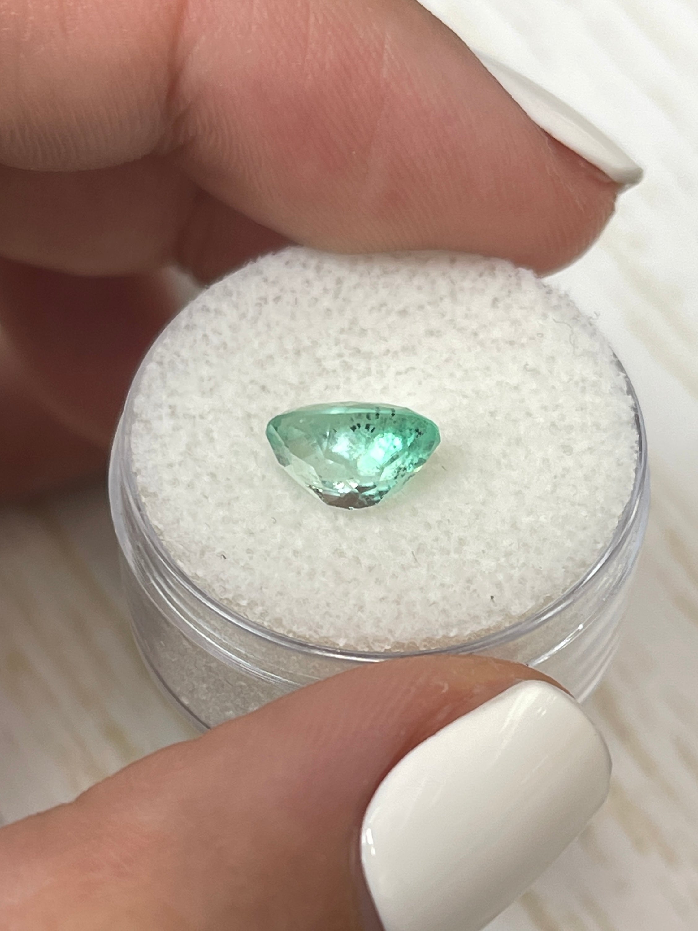 2.10 Carat Loose Oval Colombian Emerald - Captivating Natural Sea Foam Green