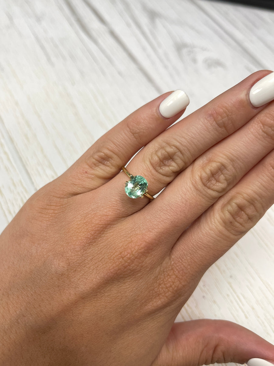 Freckled Sea Foam Green Emerald - 2.10 Carat Oval-Cut Colombian Gemstone
