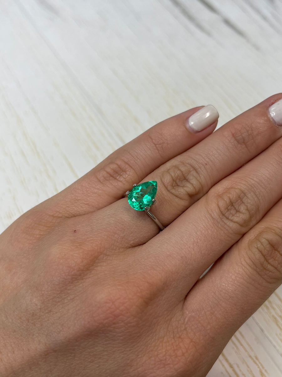 Radiant 2.51 Carat Colombian Emerald - Pear Shape