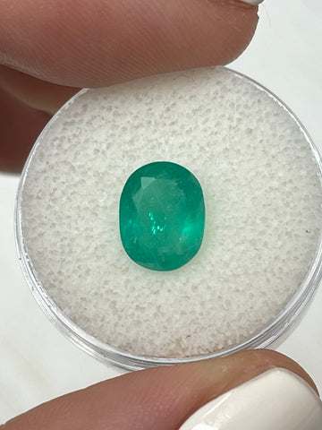 Oval-Cut 2.11 Carat Colombian Emerald with a Medium Bluish Green Hue