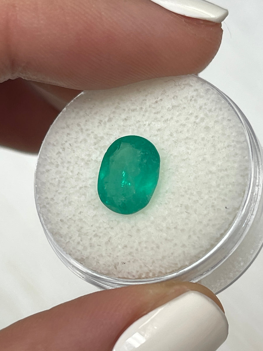 Natural Loose Colombian Emerald - 2.11 Carat Oval Gemstone in Bluish Green
