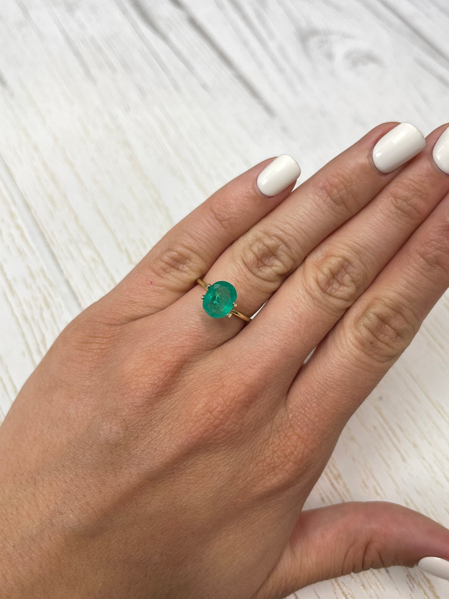 Oval-Cut 2.11 Carat Colombian Emerald - Vibrant Medium Bluish Green