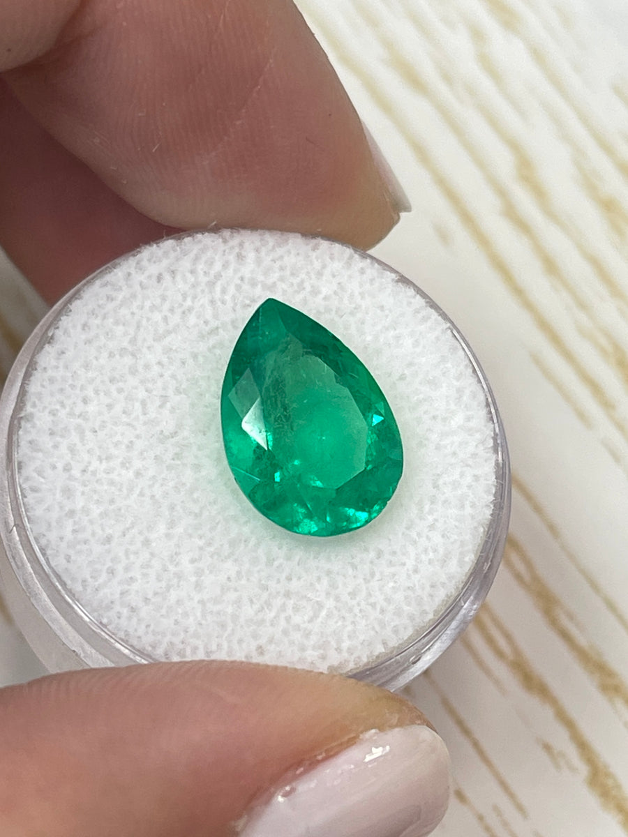 Chunky 14x10 Pear-Shaped Colombian Emerald - 5 Carat Loose Stone