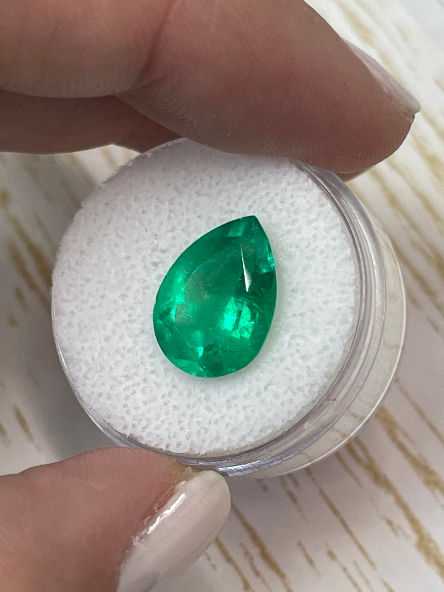 Vivid Yellow-Green 5.0 Carat Colombian Emerald - Pear-Shaped Gem