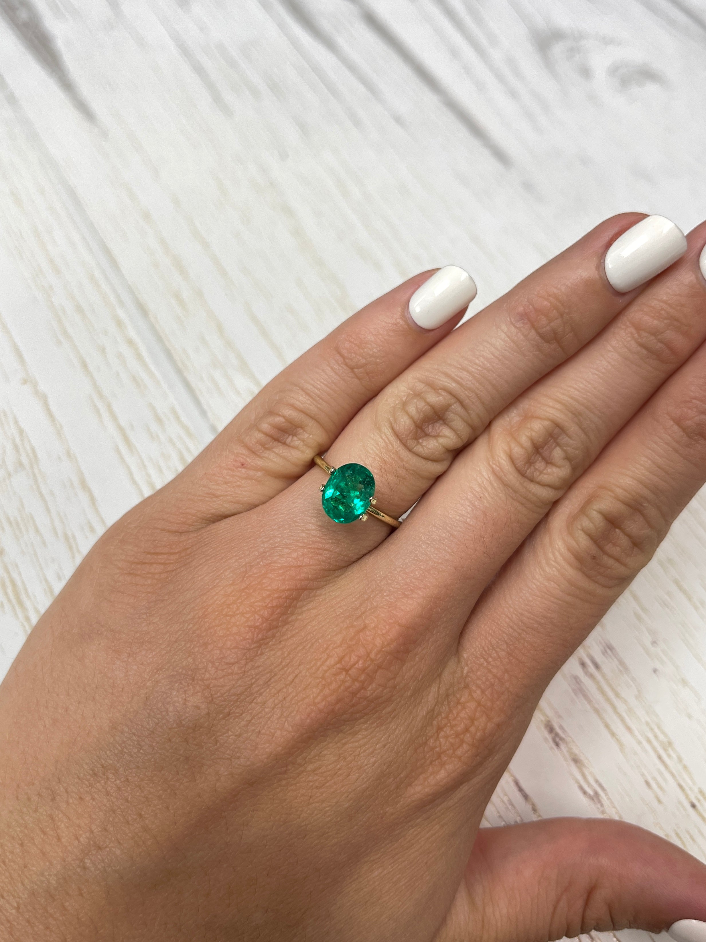 2.16 Carat 10x8 Vivid Muzo Green Natural Loose Colombian Emerald-Oval Cut - JR Colombian Emeralds