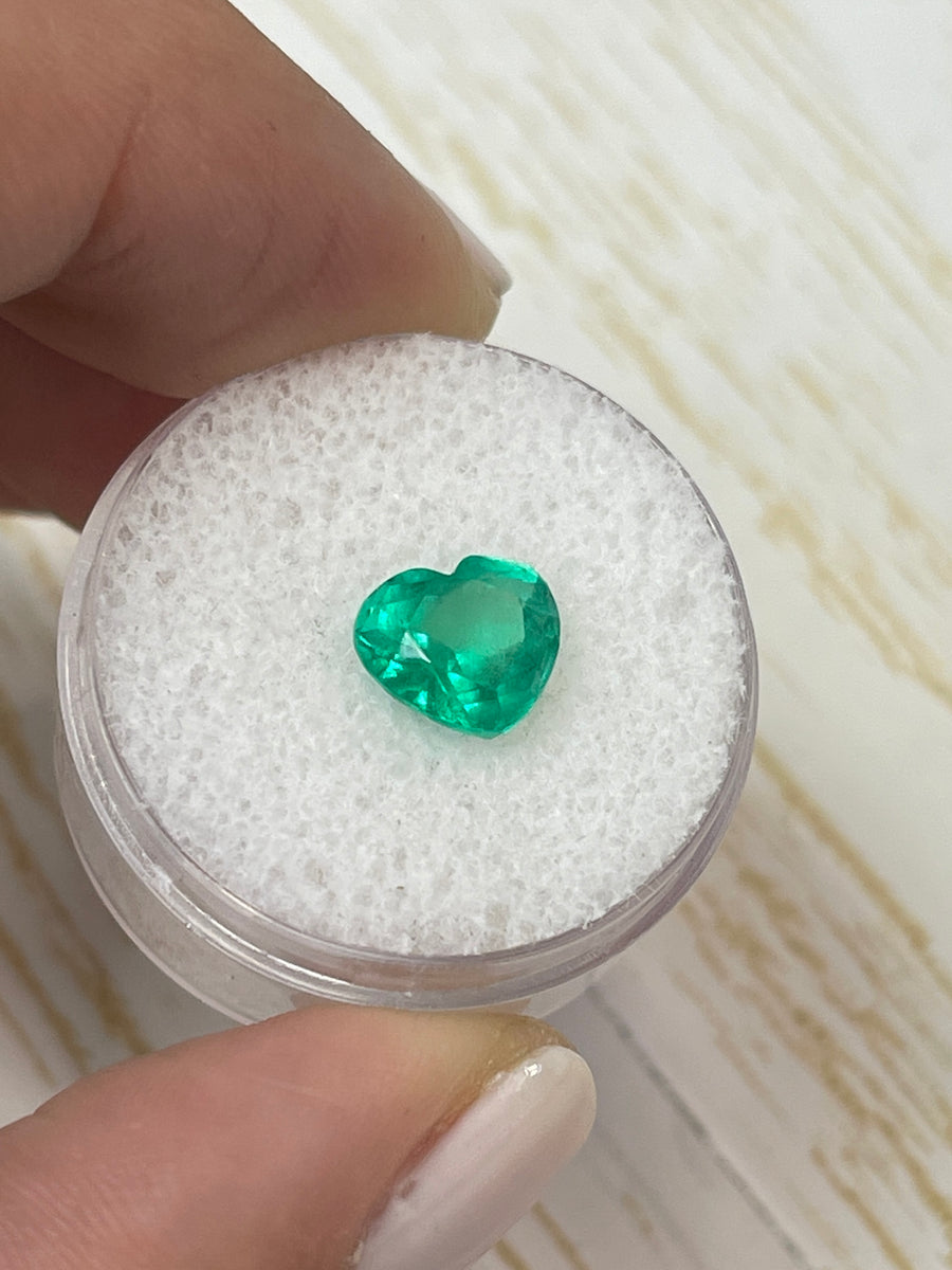 Breathtaking 1.94 Carat Colombian Emerald Heart-Cut Ring