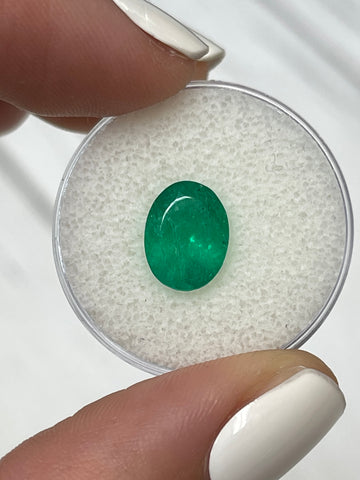 2.18 Carat 10.4x8.1 Rich Muzo Green Natural Loose Colombian Emerald-Oval Cut