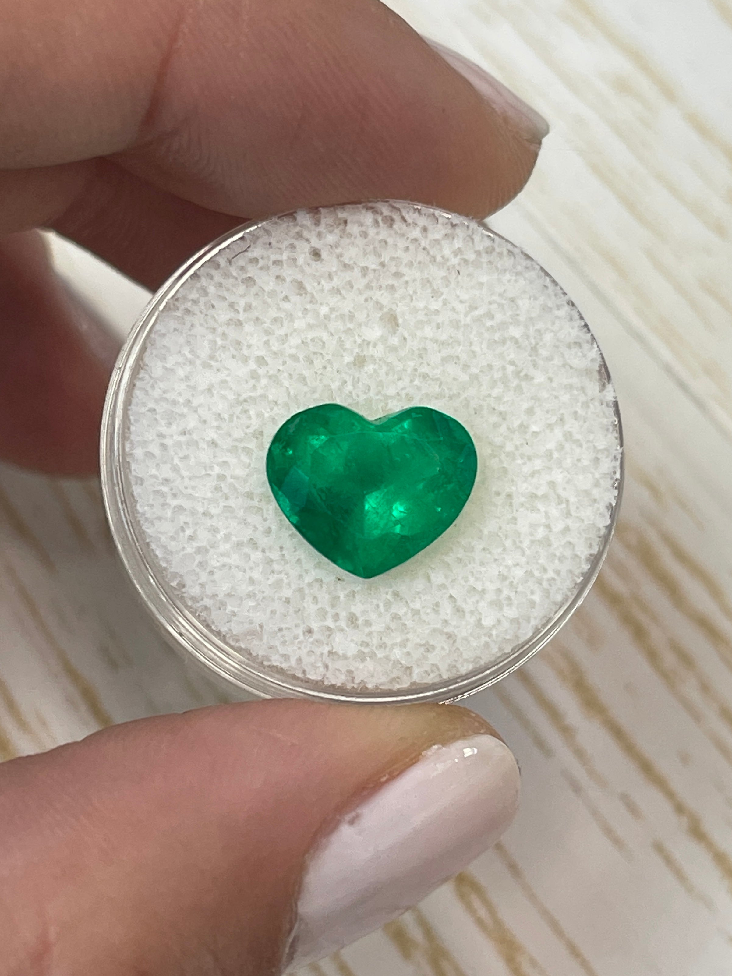 3.39 Carat Deep Green Natural Loose Colombian Emerald-Heart Cut - JR Colombian Emeralds