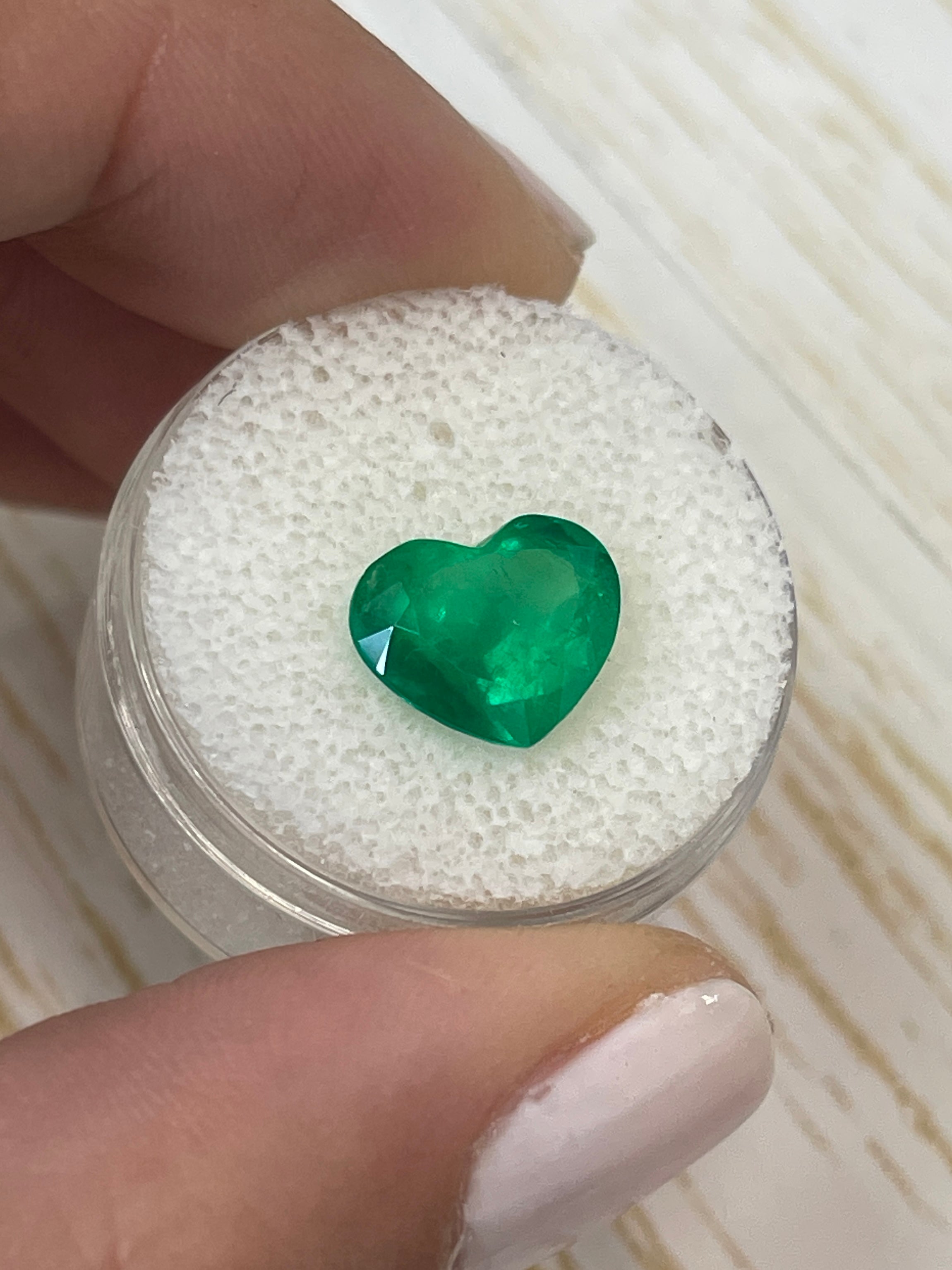 3.39 Carat Deep Green Natural Loose Colombian Emerald-Heart Cut - JR Colombian Emeralds