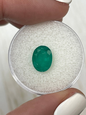 2.21 Carat Oval-Cut Colombian Emerald in Deep Forest Green Hue