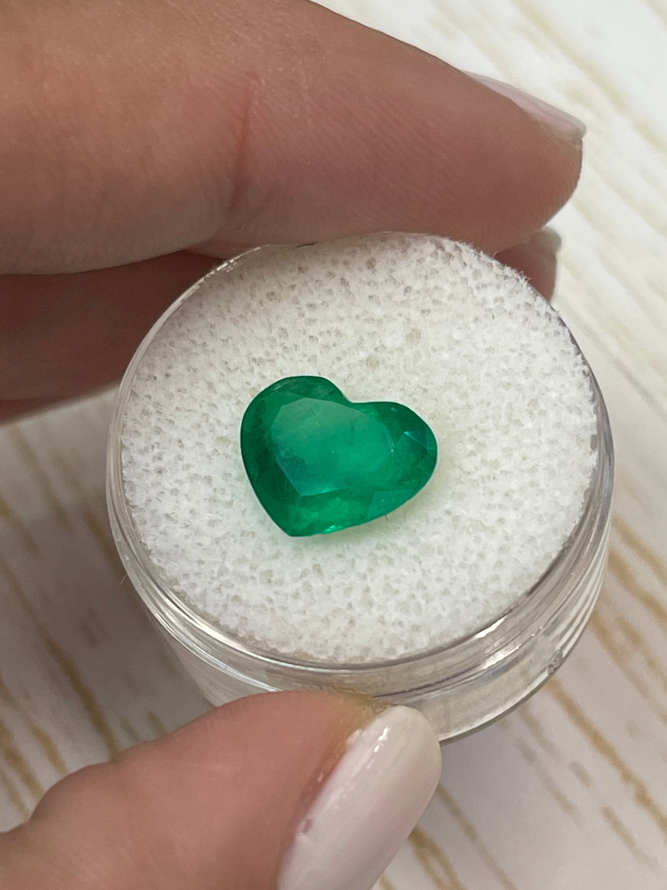 3.39 Carat Deep Green Natural Loose Colombian Emerald-Heart Cut - JR Colombian Emeralds