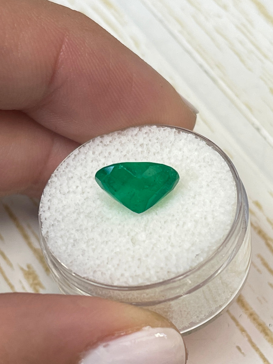3.39 Carat Deep Green Natural Loose Colombian Emerald-Heart Cut
