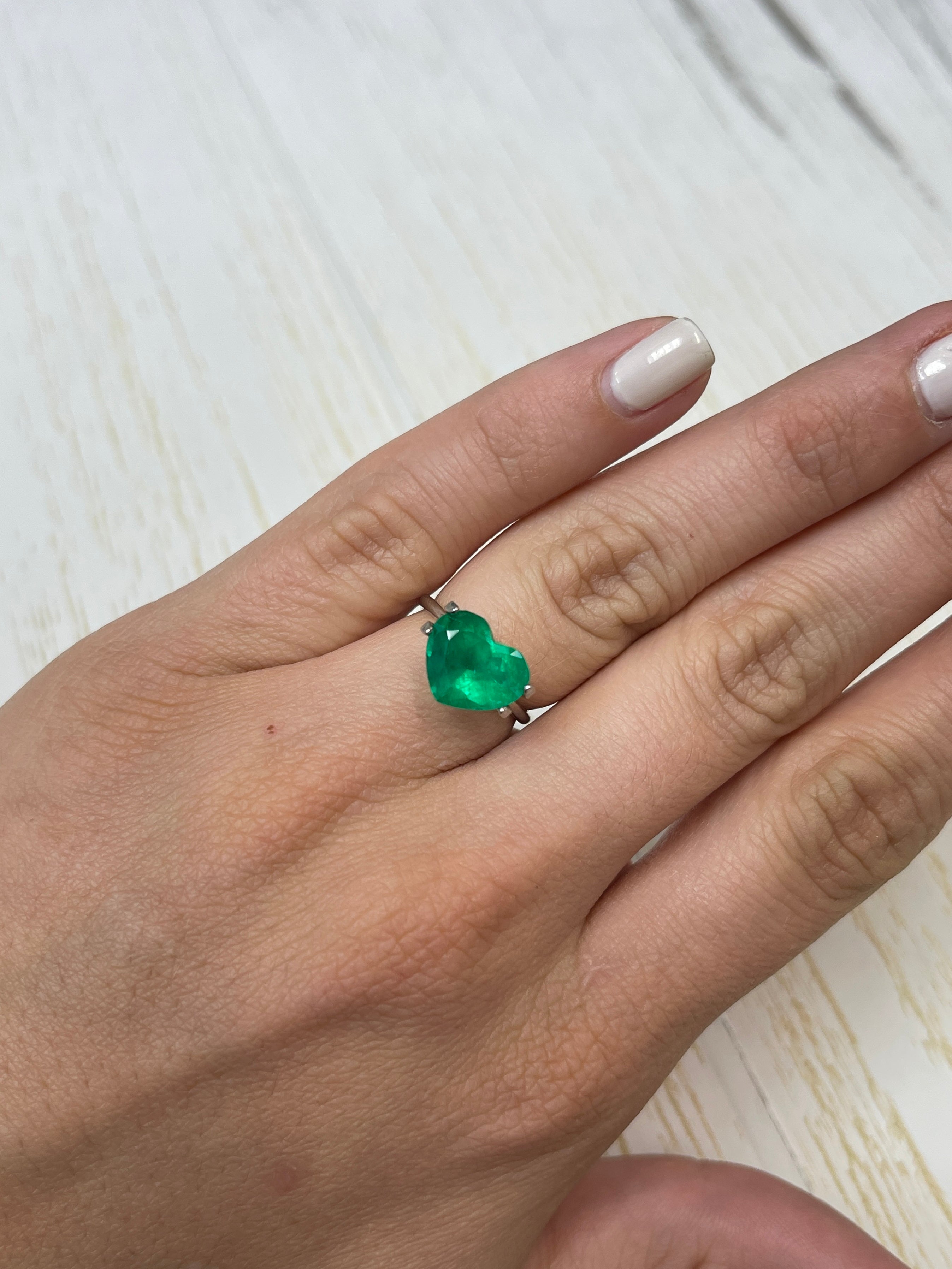 3.39 Carat Deep Green Natural Loose Colombian Emerald-Heart Cut - JR Colombian Emeralds