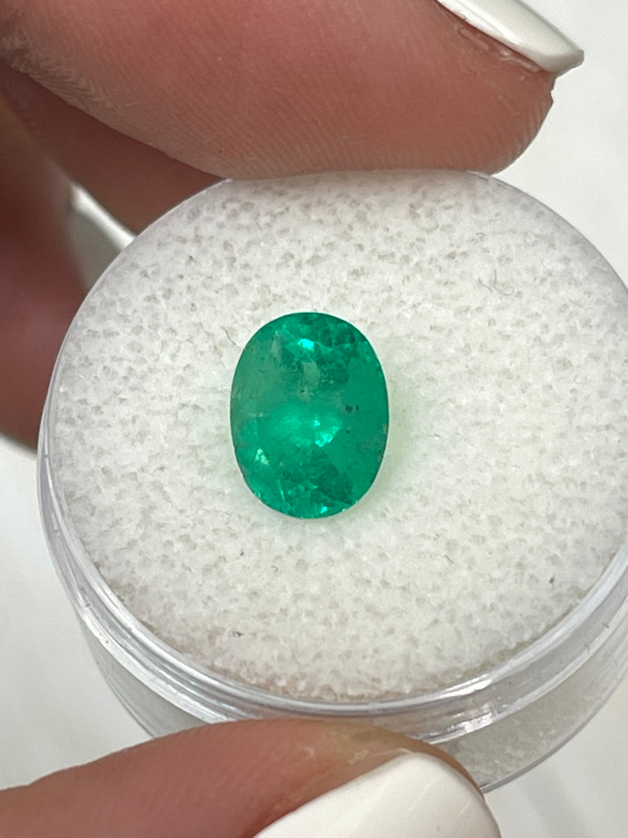 2.22 Carat Oval-Cut Colombian Emerald - Stunning Glowy Green Gem