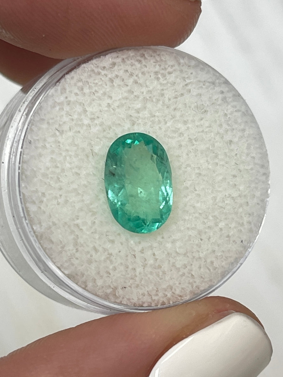Light Bluish Green Oval Colombian Emerald - 2.22 Carat Gemstone