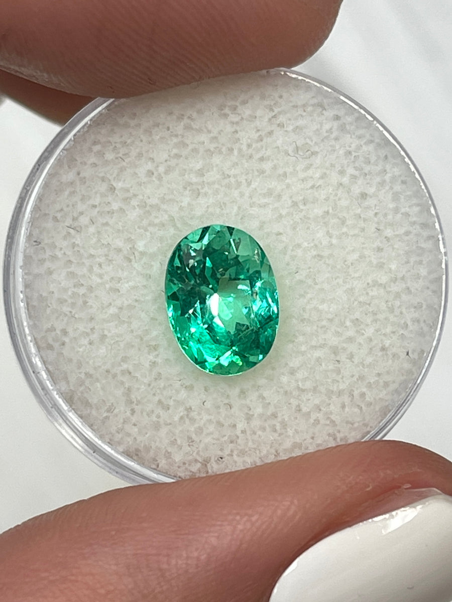 2.29 Carat Oval Colombian Emerald - Natural Yellowish Green