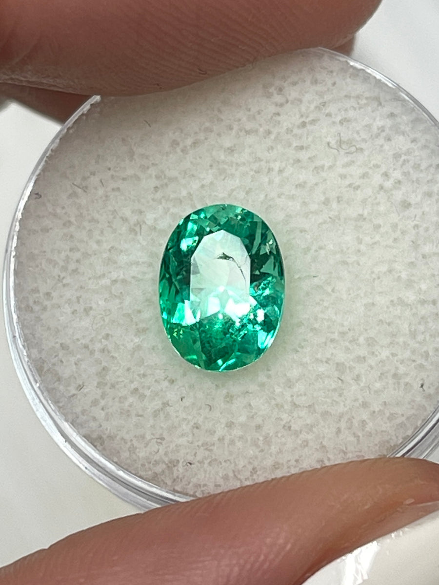Yellowish Green Oval Colombian Emerald: 2.29 Carat Beauty