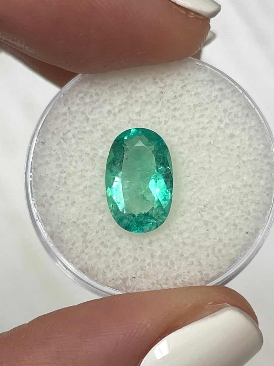 Elongated Oval-Cut Colombian Emerald - 2.31 Carat Green Gemstone