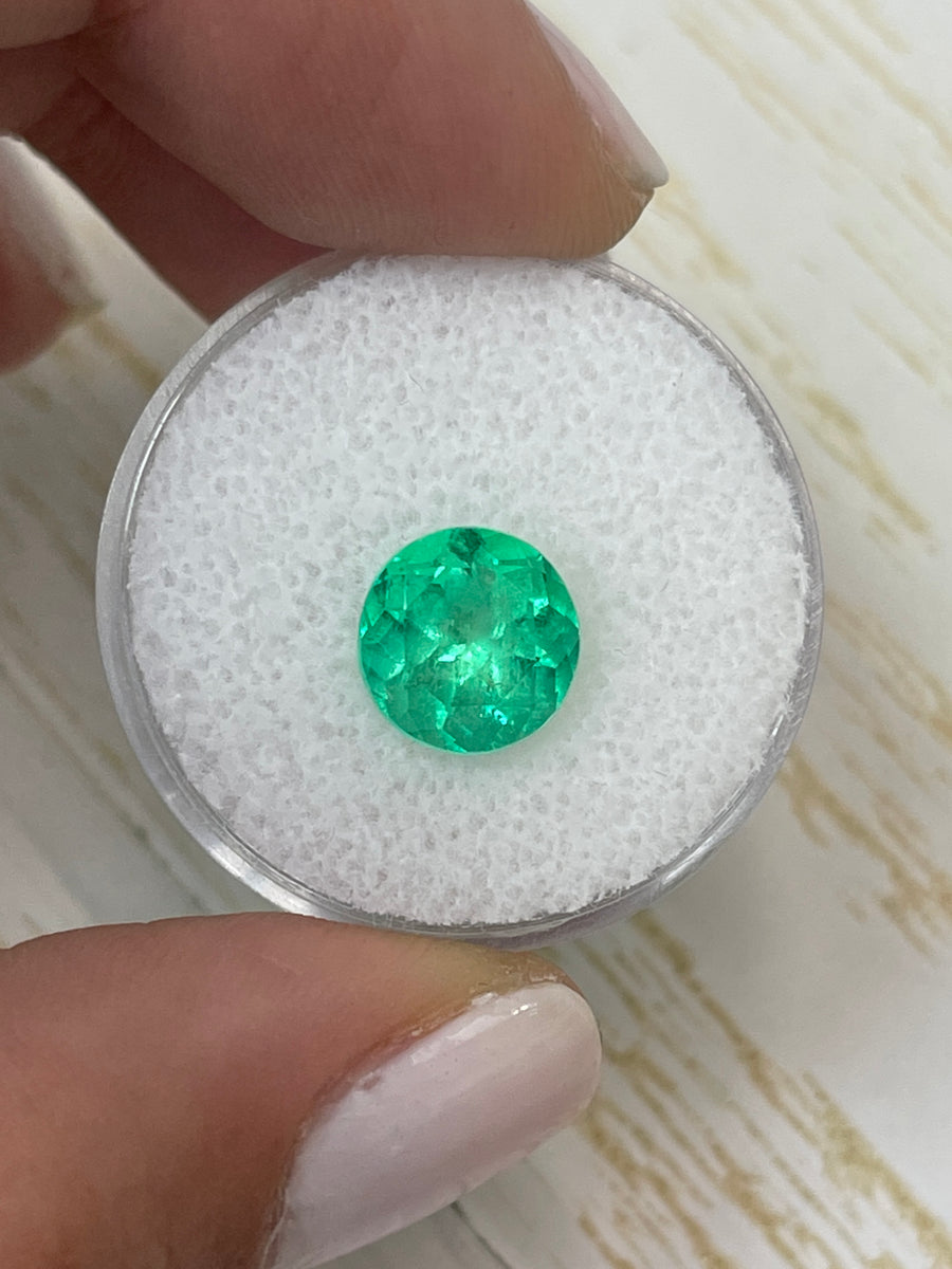 2.82 Carat Luminous Green Colombian Emerald - Round Cut Gem