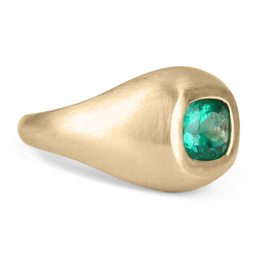 Bezel Set Colombian Emerald Gypsy Ring 14K
