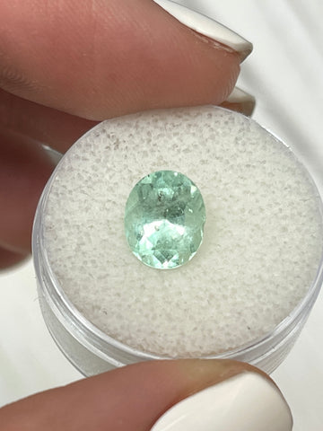 2.36 Carat Oval-Cut Colombian Emerald in Stunning Sea Foam Green