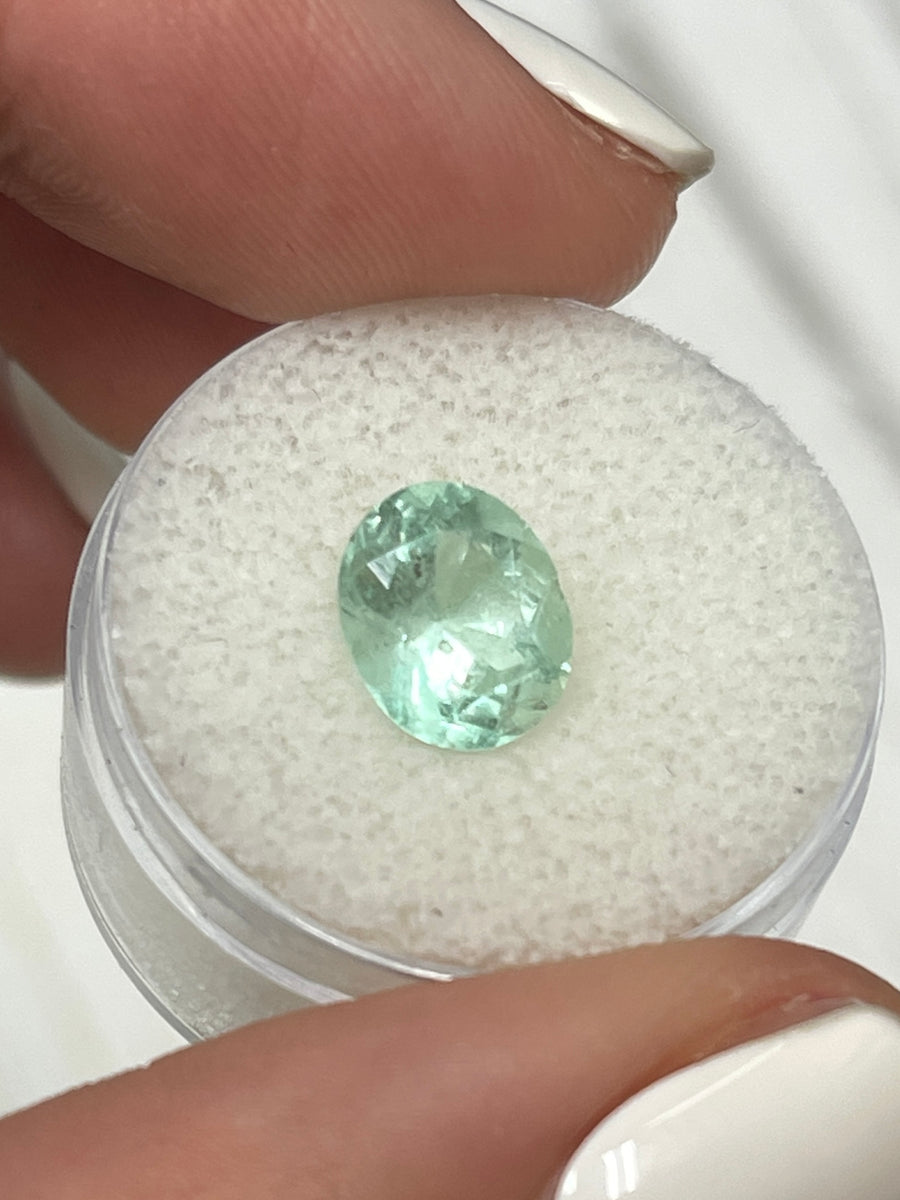 Natural Chunky Sea Foam Green Emerald - 2.36 Carat Oval Cut