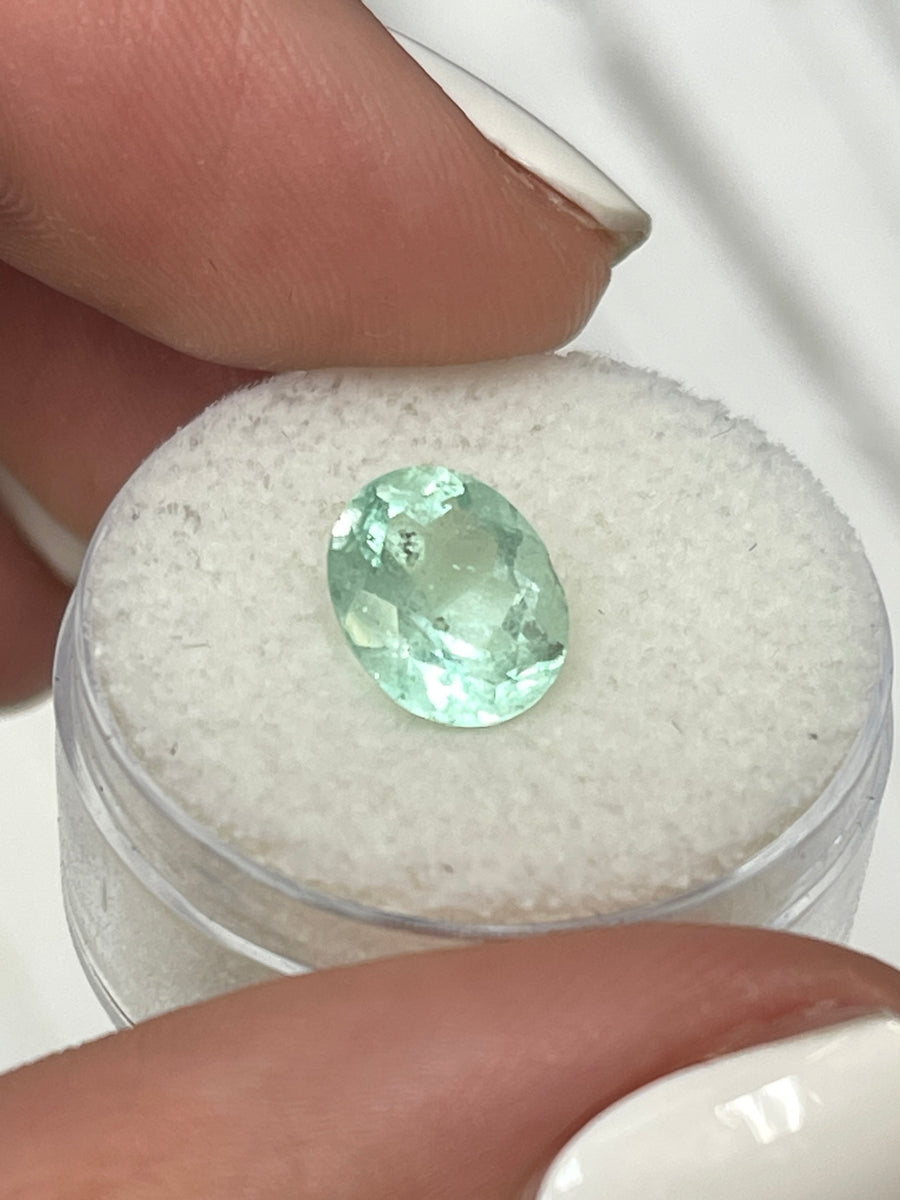 Elegant Oval-Cut 2.36 Carat Colombian Emerald in Sea Foam Green