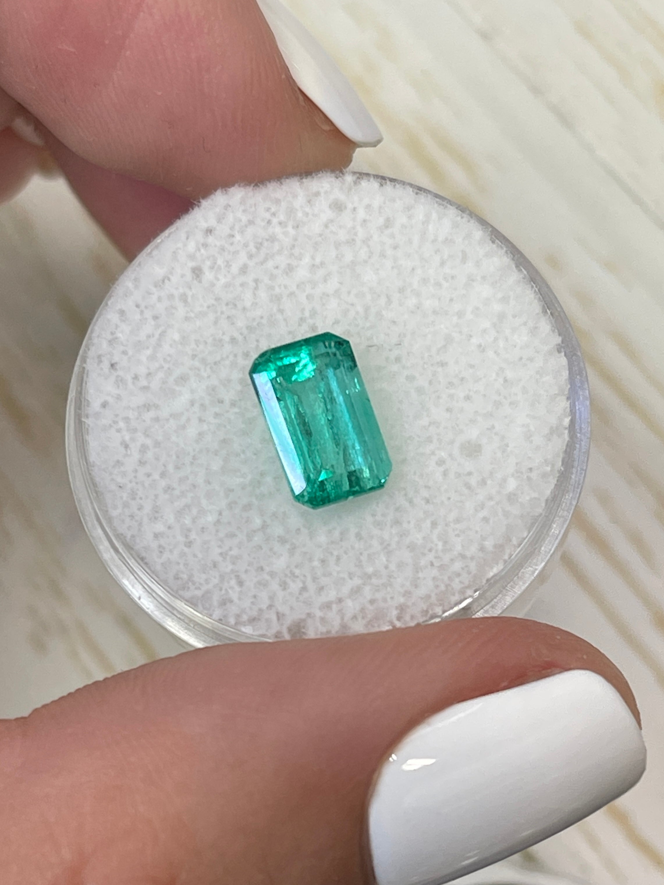 1.96 Carat Emerald Cut Bluish Green Colombian Emerald - Unmounted