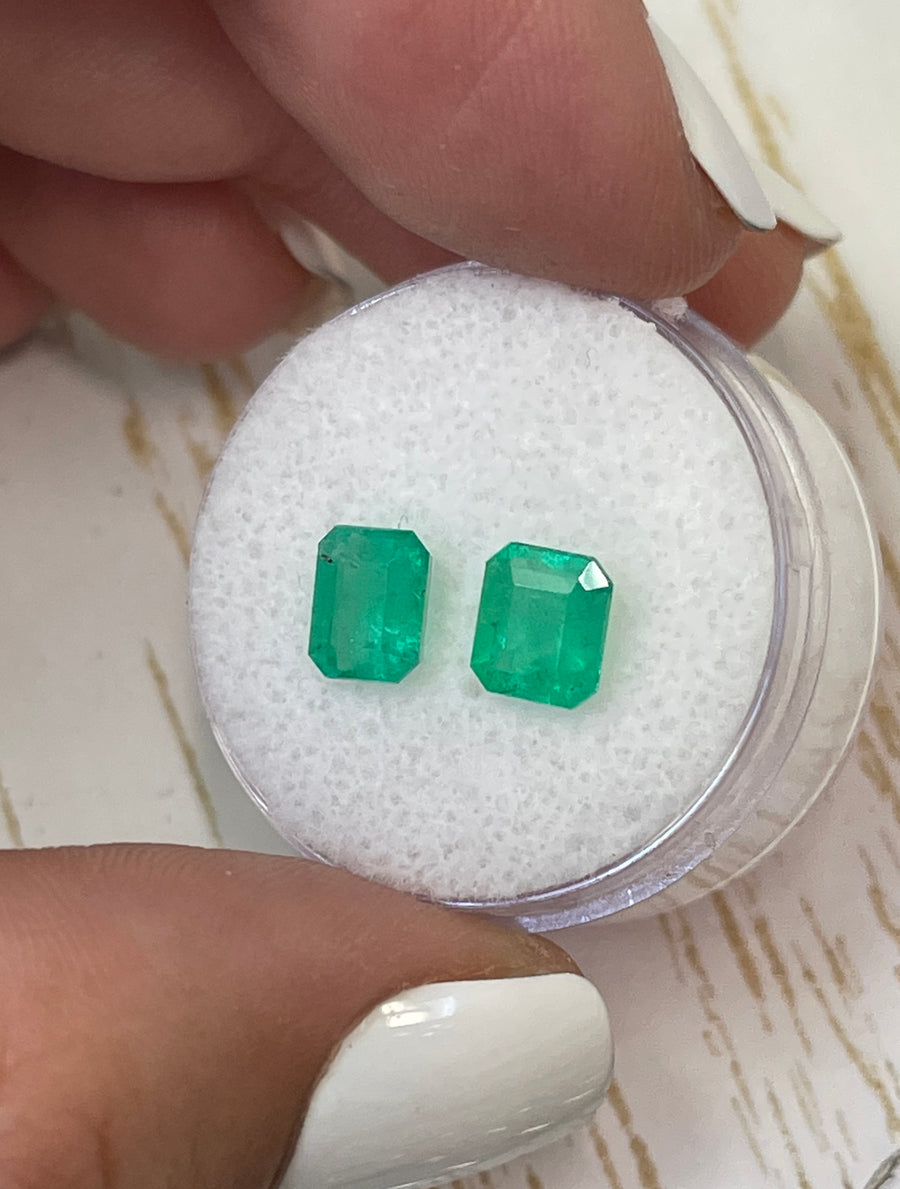 7x6 Colombian Emeralds: A Set of Two 2.30tcw Loose Stones in Emerald Shape