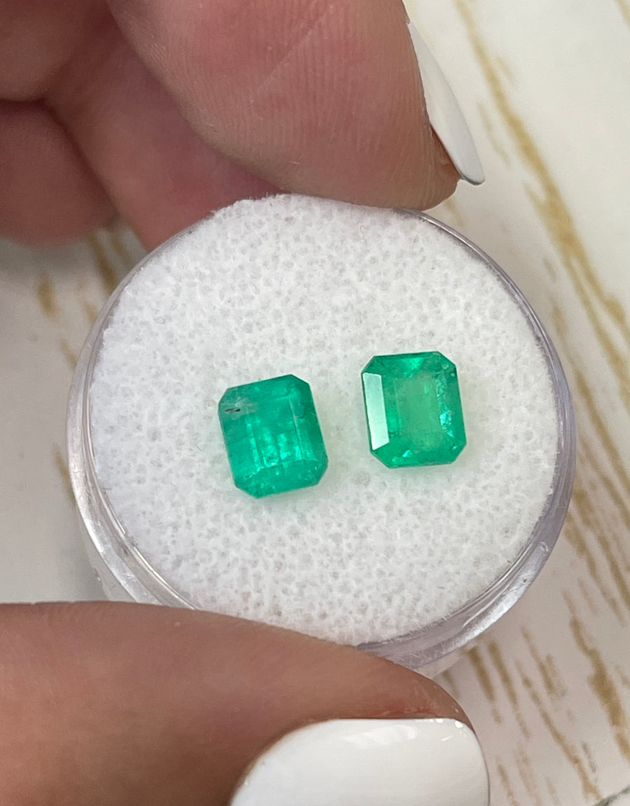 Emerald Cut Colombian Emeralds: Twin Loose Gemstones, 2.30tcw