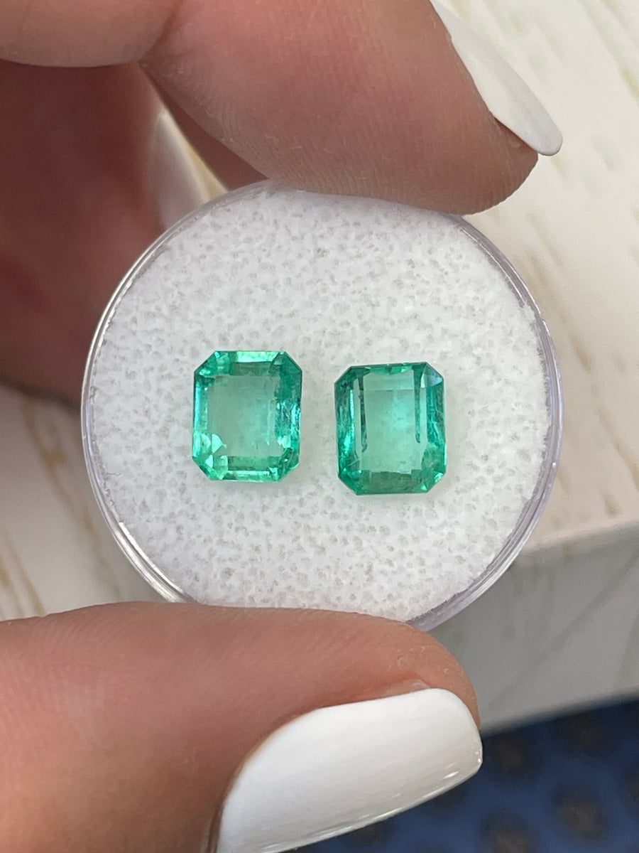 Pair of 8x6 Colombian Emeralds - Identical Gems with 3.33 Total Carat Weight