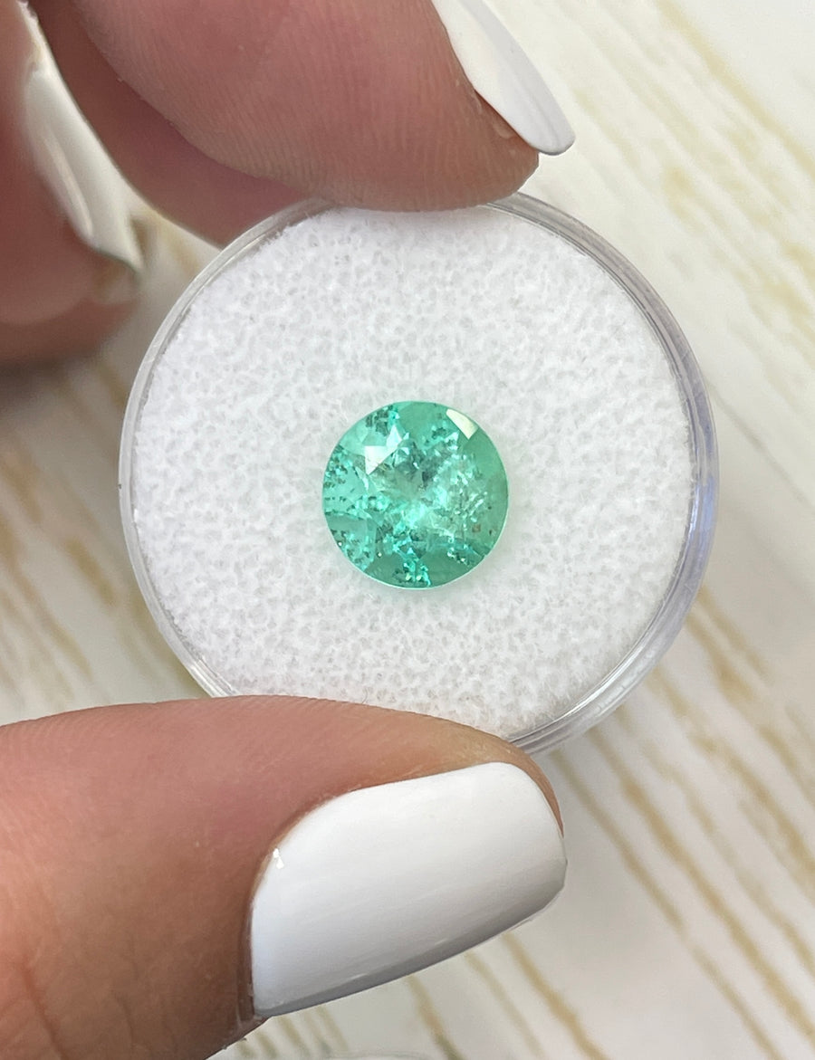 2.50 Carat 9x9 Round Colombian Emerald with Vivid Green Hue