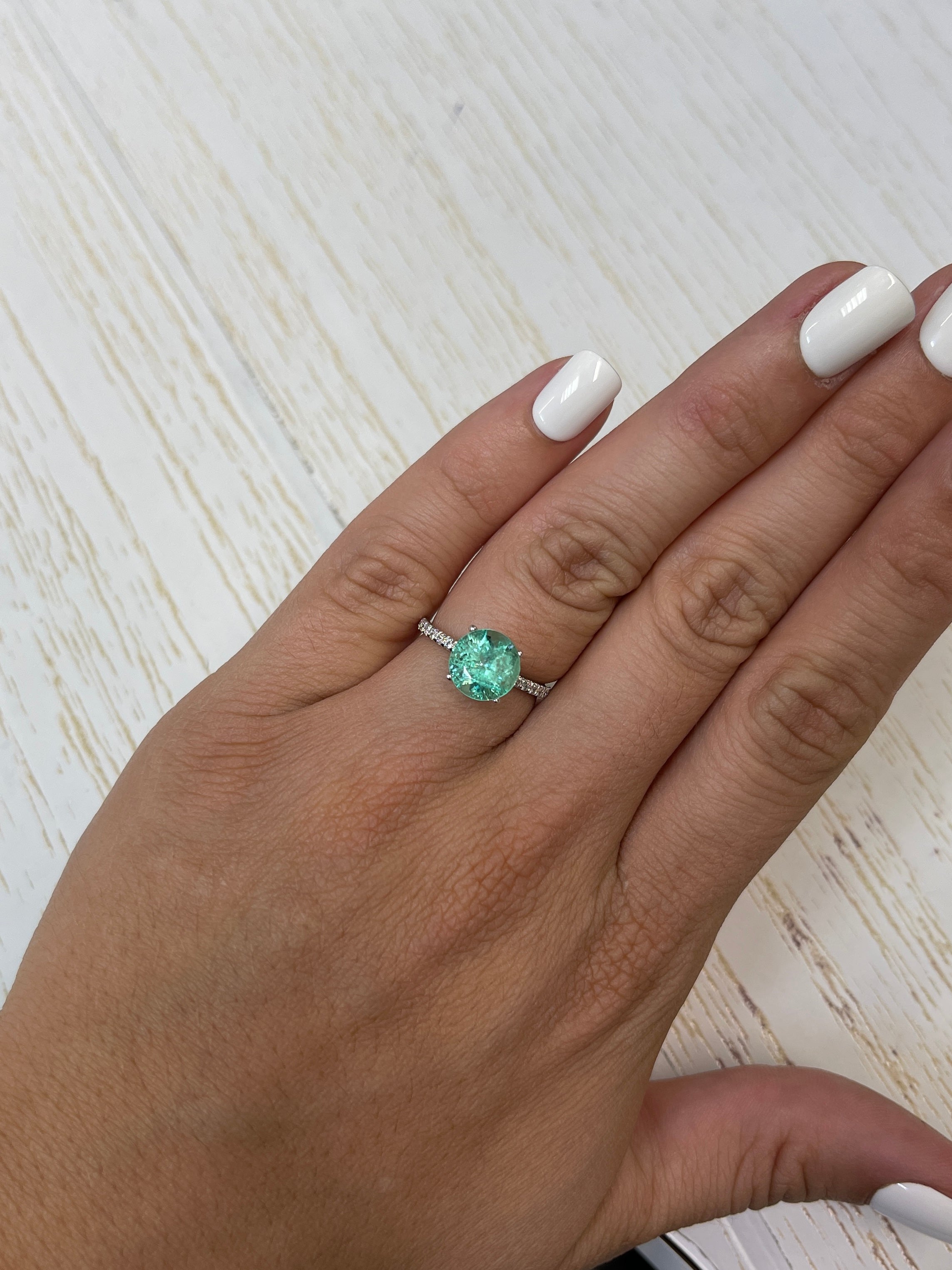 2.50 Carat 9x9 Bright Light Green Natural Round Loose Colombian Emerald - JR Colombian Emeralds