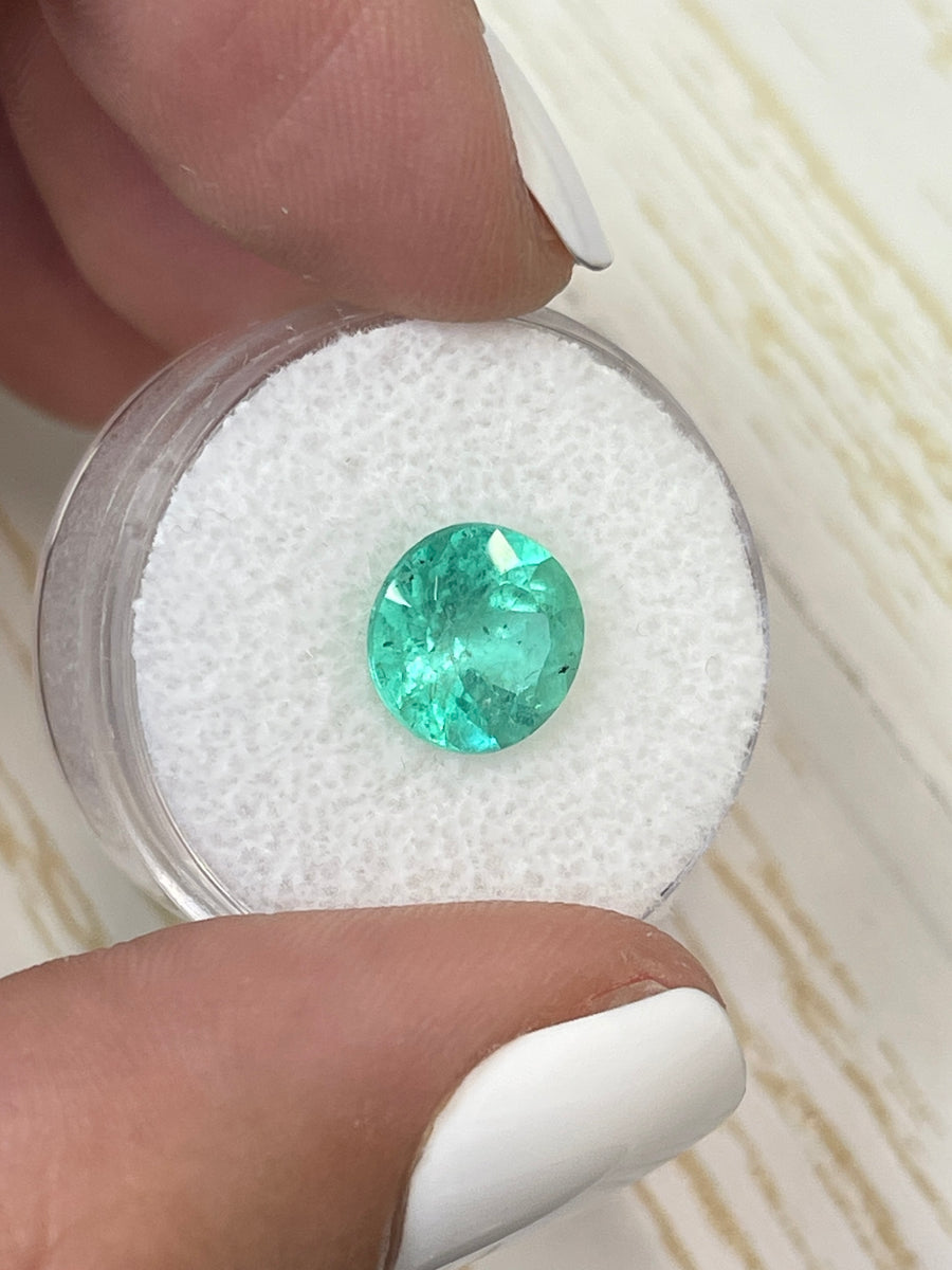 Medium Green 2.87 Carat Round Colombian Emerald Gemstone