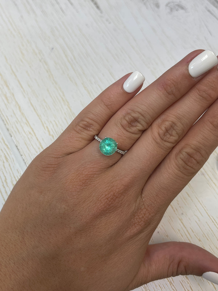 Authentic 9x9 Round Emerald - 2.87 Carat Natural Colombian