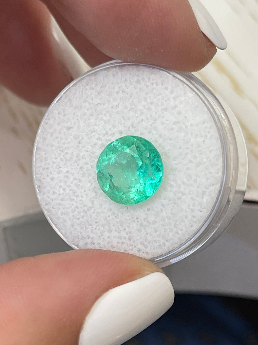 Medium Green 3.04 Carat Loose Round Colombian Emerald (9.5x9.5mm)