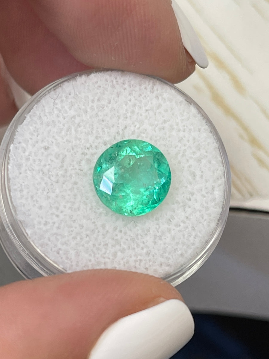 Natural Round Colombian Emerald - 3.04 Carat Medium Green Gemstone