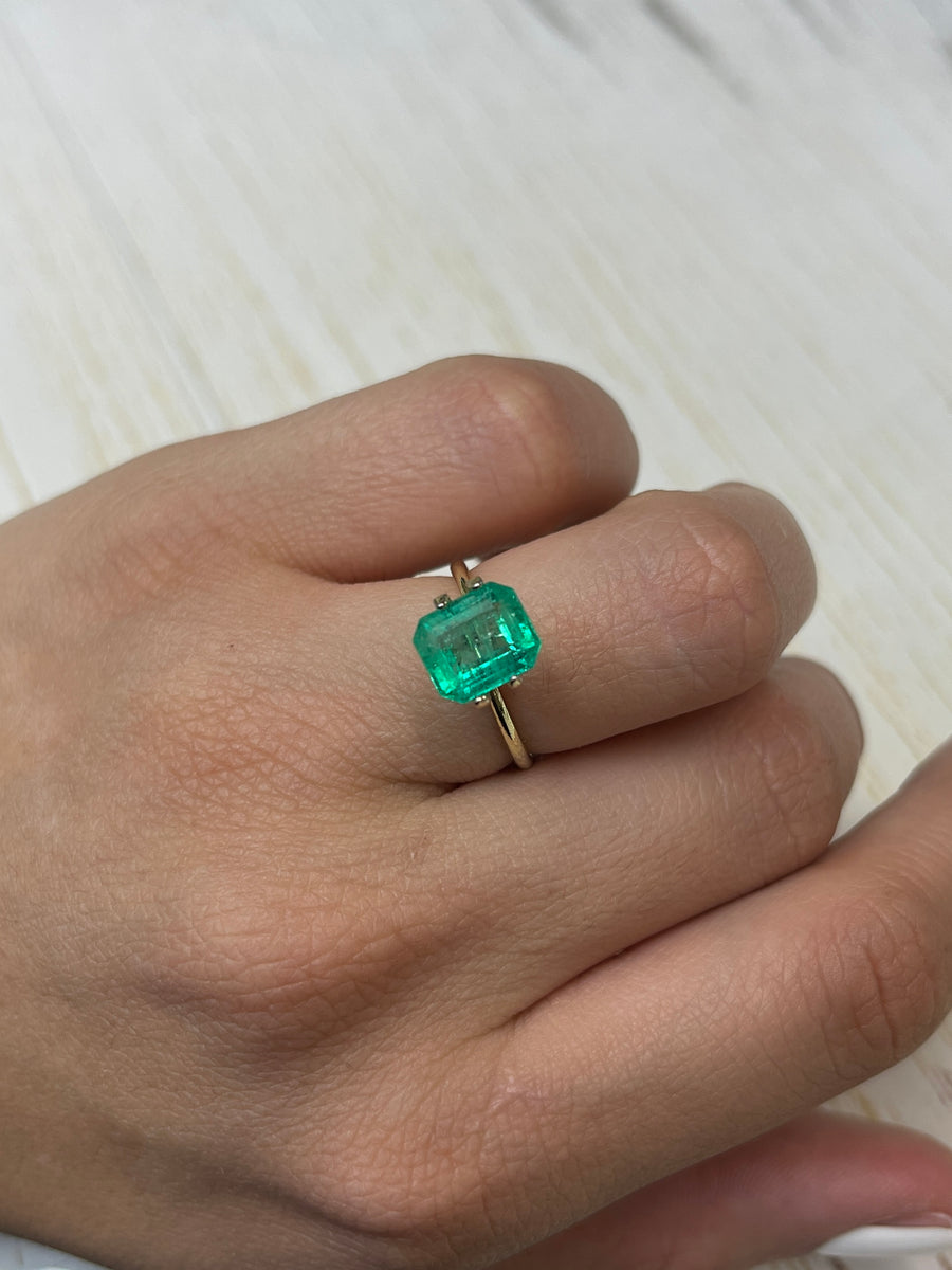 2.68 Carat 9x8 Chunky Natural Loose Colombian Emerald- Emerald Cut