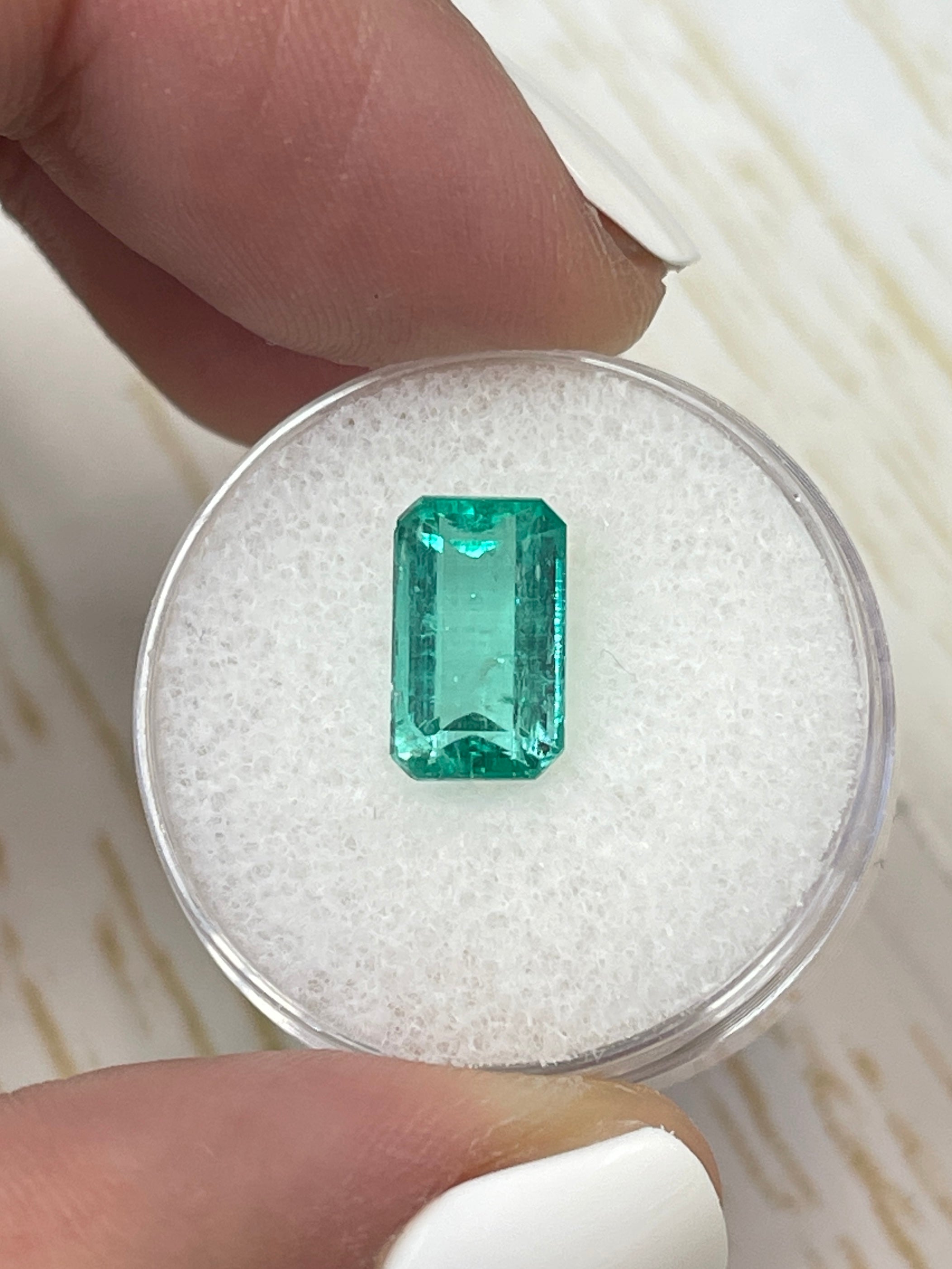 2.68 Carat Colombian Emerald - Elongated Emerald Cut in Bluish Green