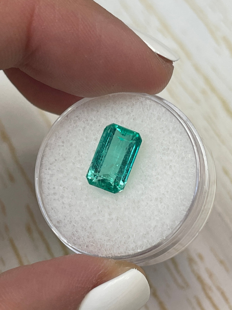 Natural Colombian Emerald - Elongated Emerald Cut, 2.68 Carat, Bluish Green