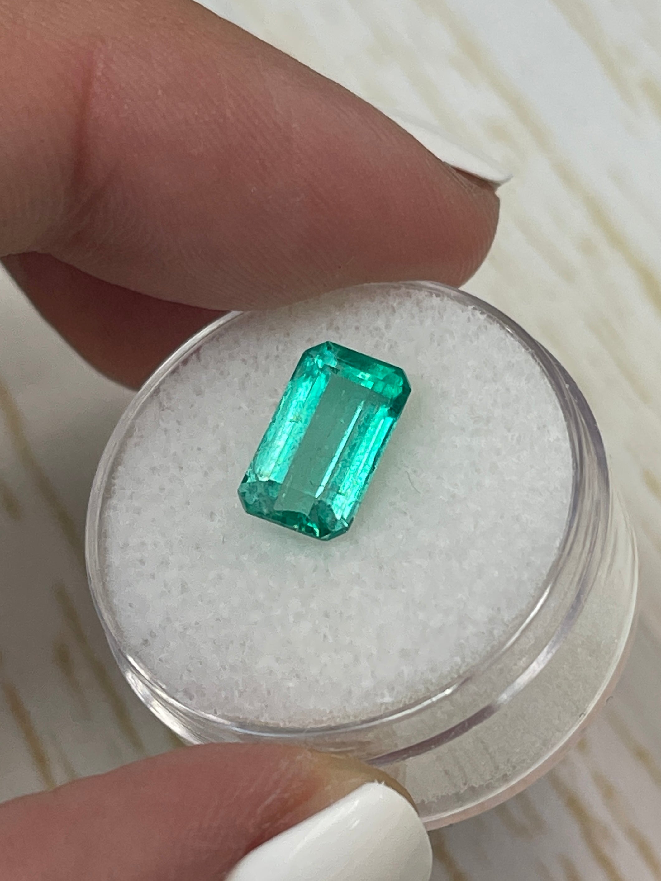 2.68 Carat Loose Colombian Emerald - Elongated Cut, Bluish Green