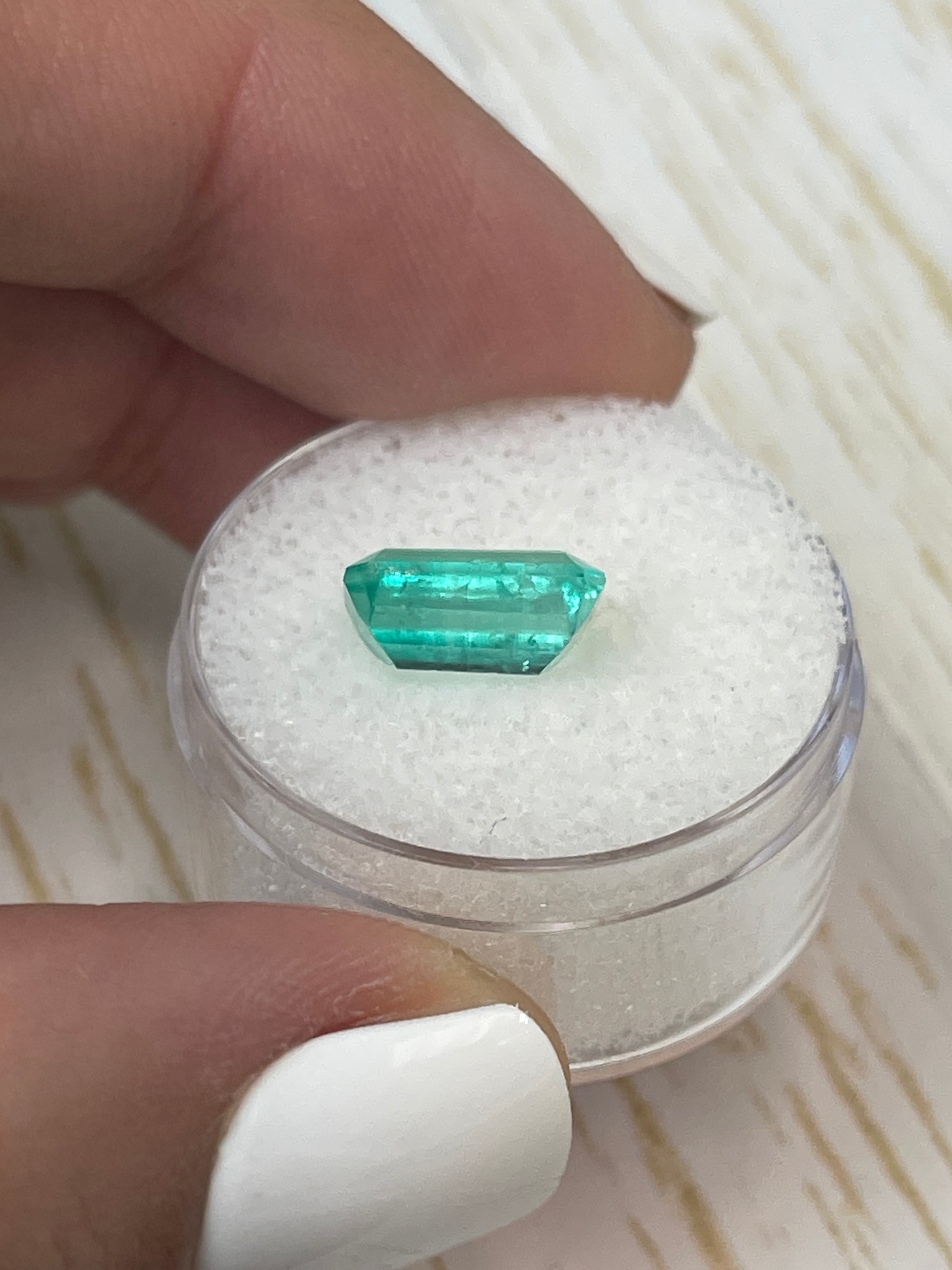 Bluish Green Emerald - 2.68 Carat, Colombian Origin, Elongated Cut