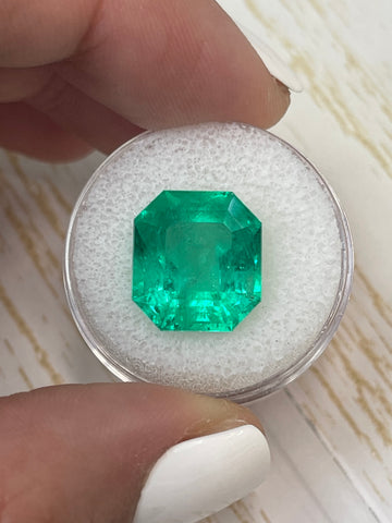 Asscher Cut Colombian Emerald - 10.05 Carat Vivid Muzo Green Gemstone