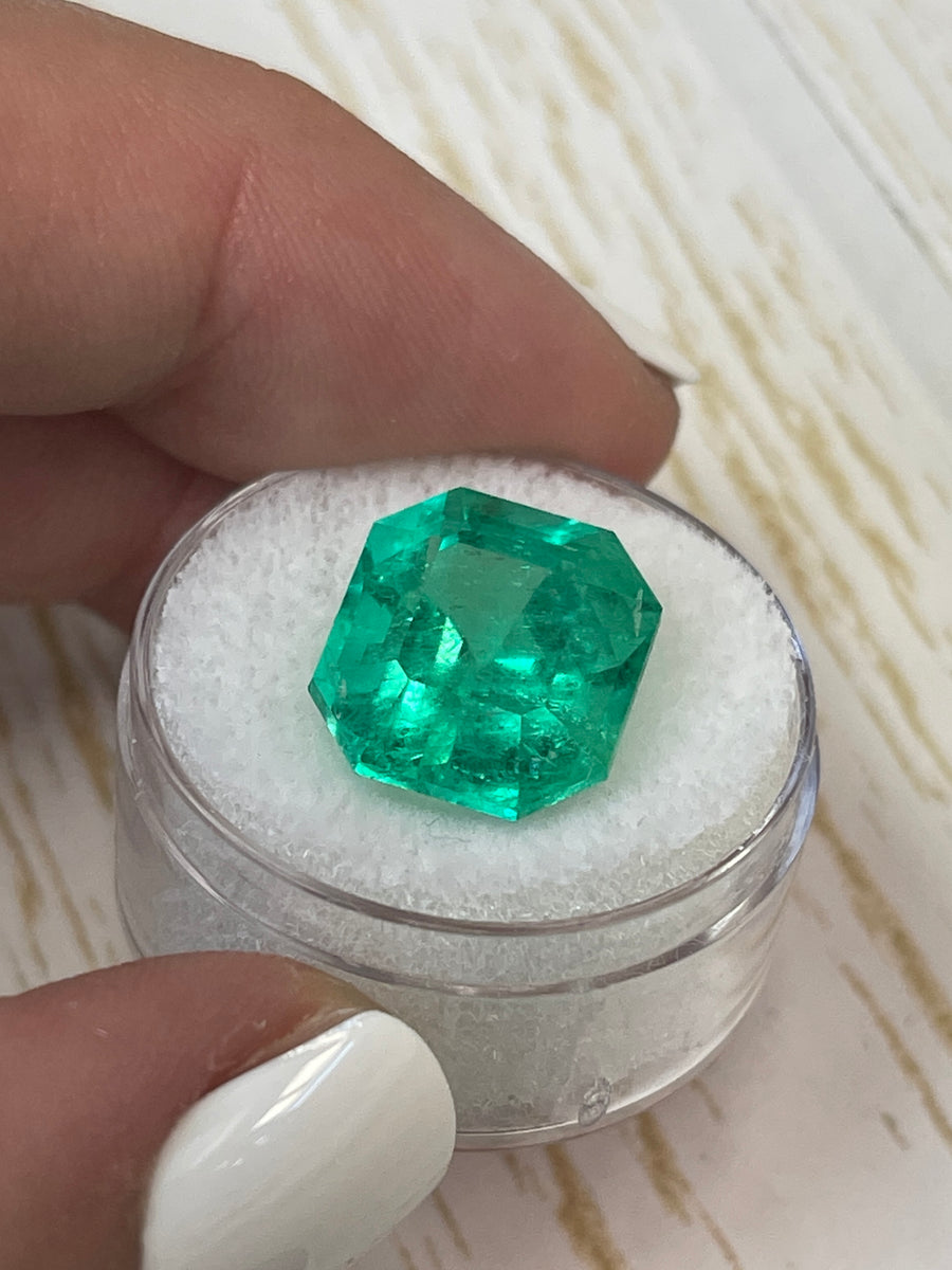 Asscher-Cut Natural Colombian Emerald - 10.75 Carats - 14x13 mm - Loose Precious Gem