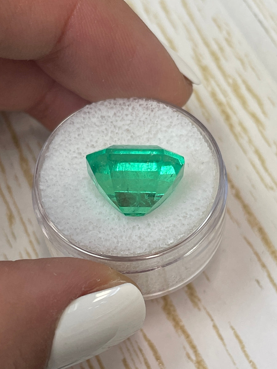 10.75 Carat Vivid Green Colombian Emerald - Asscher-Cut - Loose Gemstone - 14x13 mm