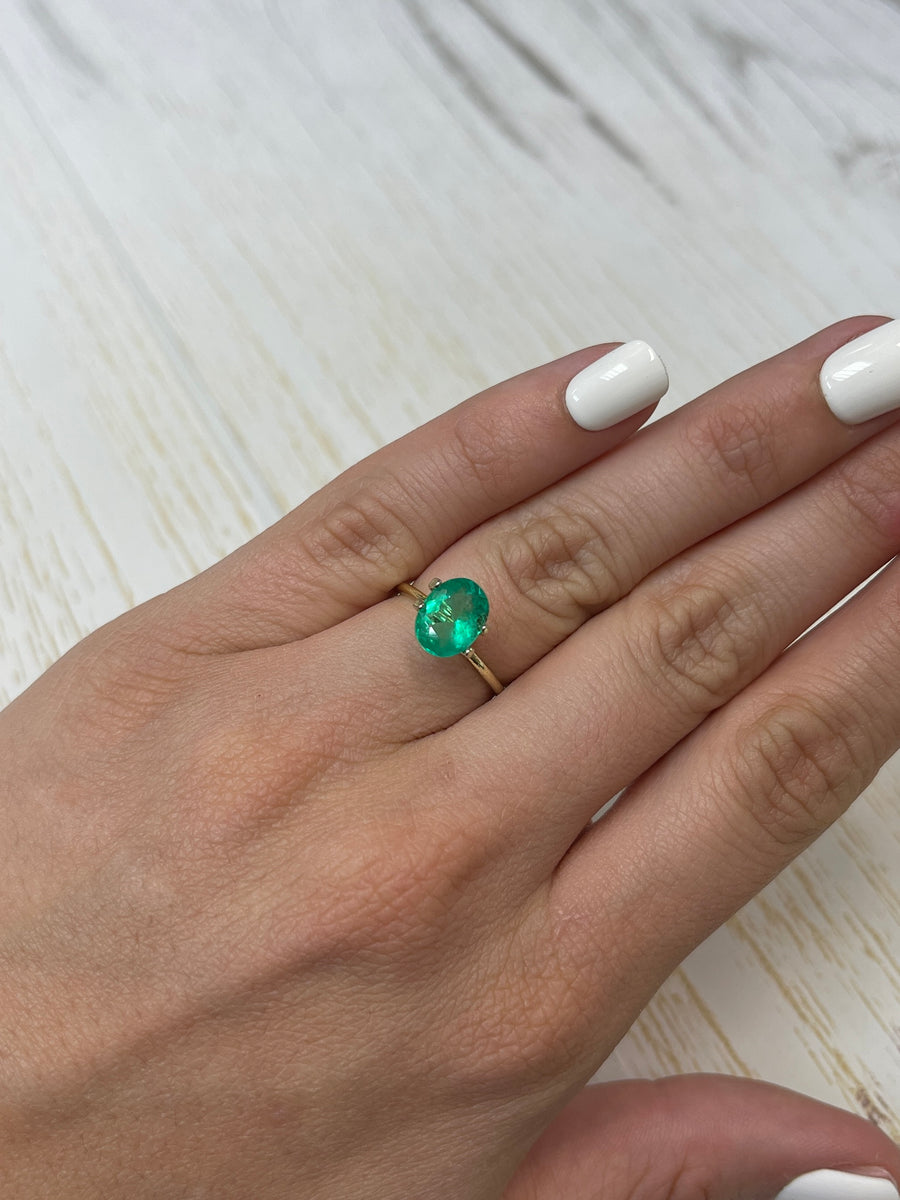 1.88 Carat 10x7 Apple Green Loose Colombian Emerald-Oval Cut
